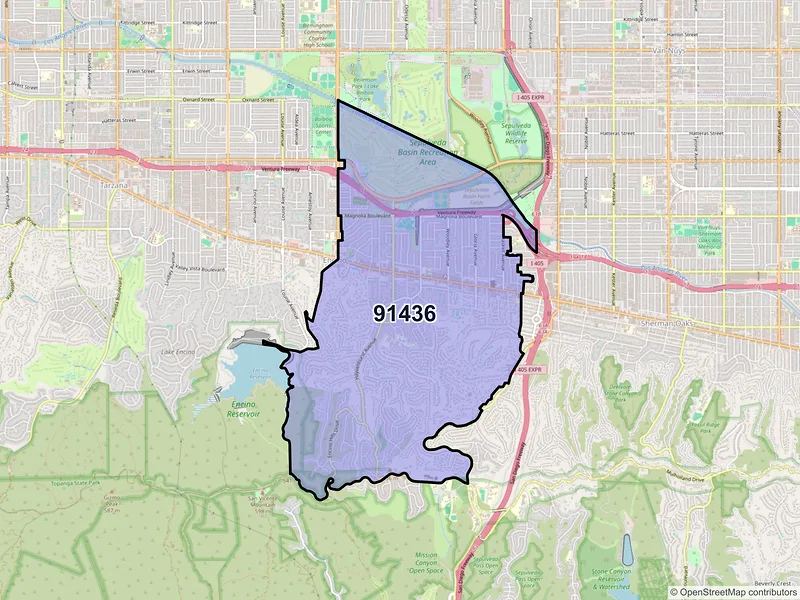 Map of ZIP Code 91436 — Encino, CA