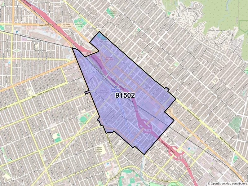 Map of ZIP Code 91502 — Burbank, CA