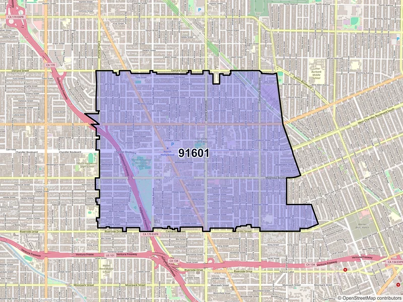 Map of ZIP Code 91601 — North Hollywood, CA