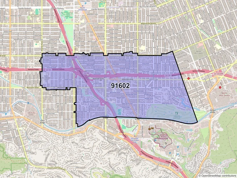 Map of ZIP Code 91602 — North Hollywood, CA