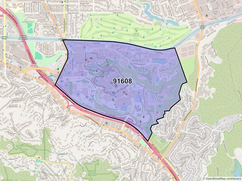 Map of ZIP Code 91608 — Universal City, CA