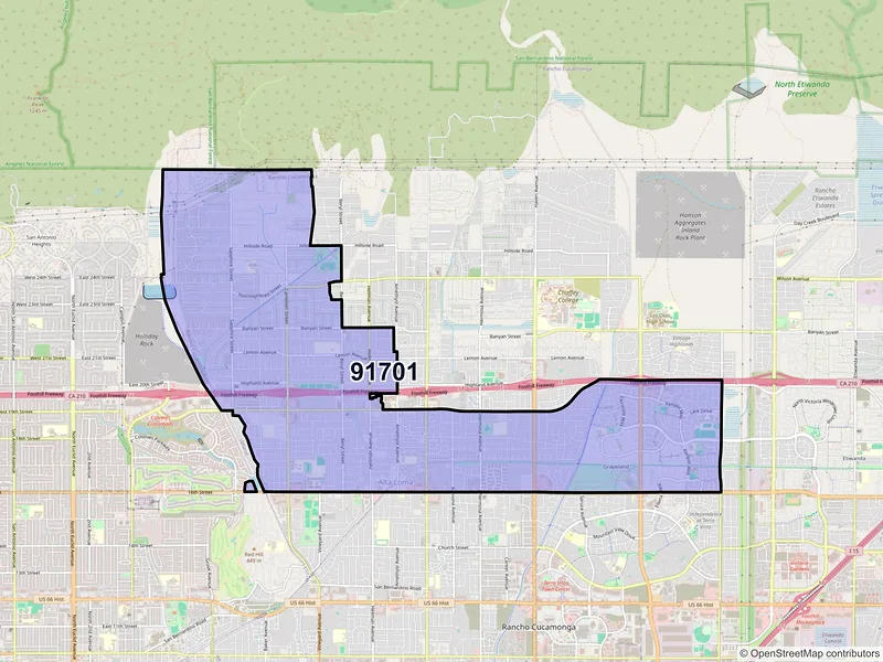 Map of ZIP Code 91701 — Rancho Cucamonga, CA