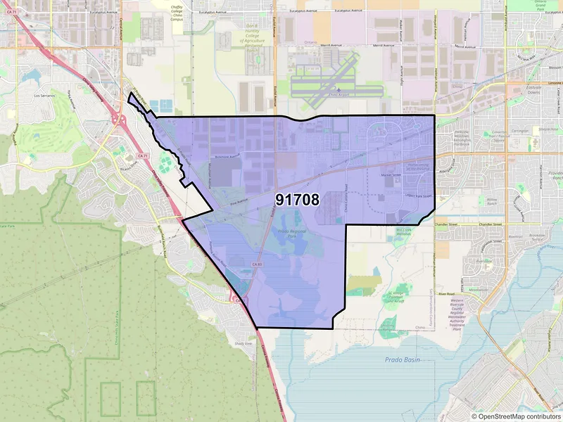 Map of ZIP Code 91708 — Chino, CA