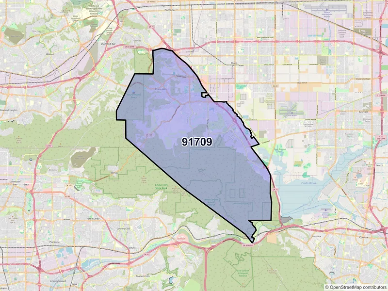 Map of ZIP Code 91709 — Chino Hills, CA