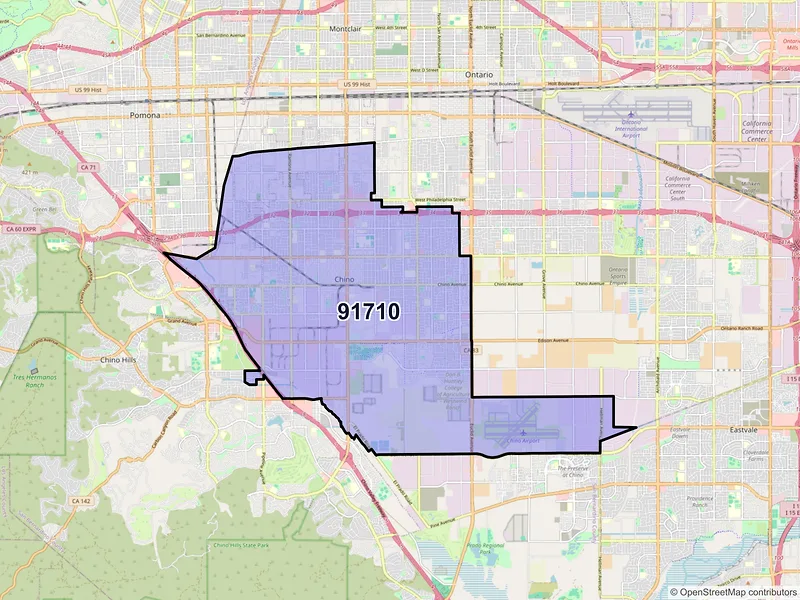 Map of ZIP Code 91710 — Chino, CA