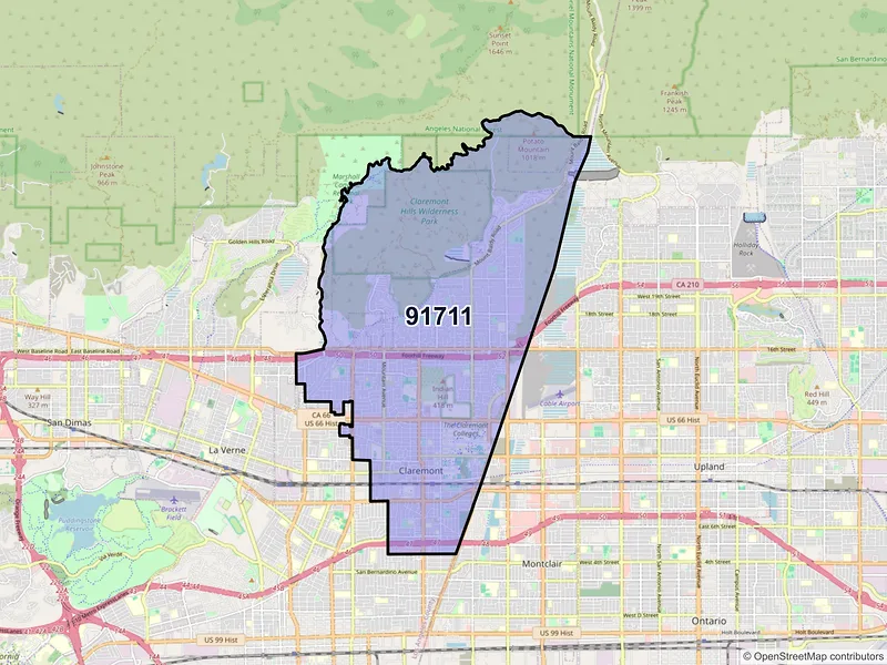 Map of ZIP Code 91711 — Claremont, CA