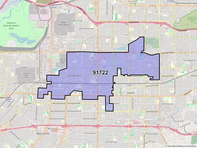 Map of ZIP Code 91722 — Covina, CA