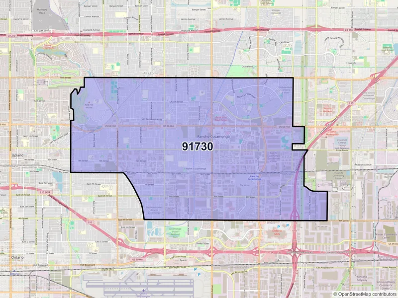 Map of ZIP Code 91730 — Rancho Cucamonga, CA