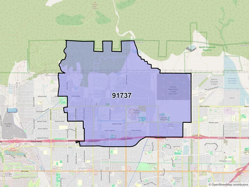 Map of ZIP Code 91737 — Rancho Cucamonga, CA