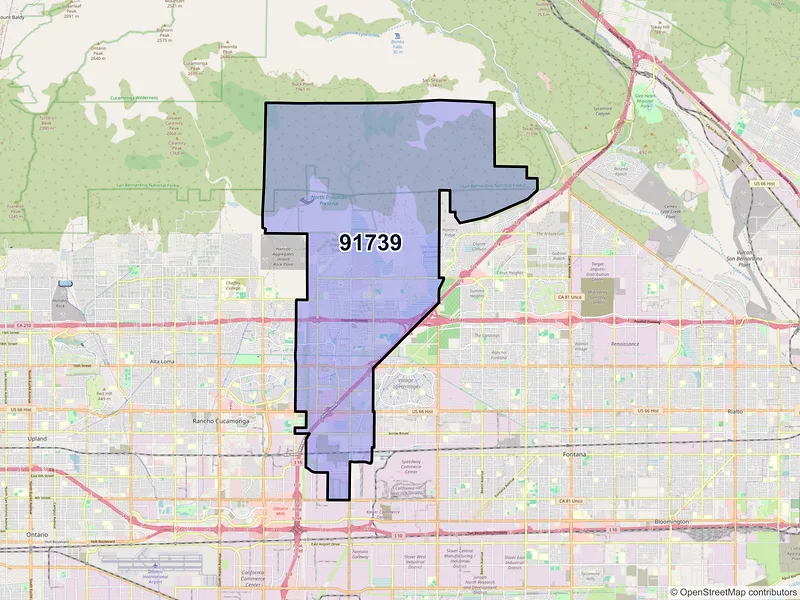 Map of ZIP Code 91739 — Rancho Cucamonga, CA