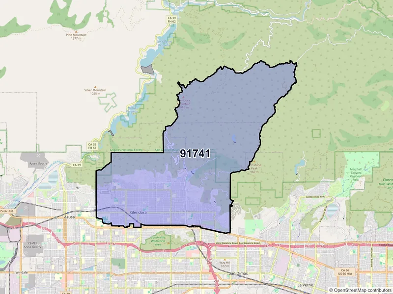 Map of ZIP Code 91741 — Glendora, CA
