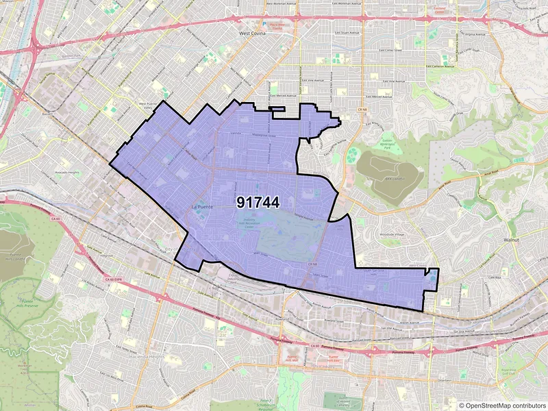 Map of ZIP Code 91744 — La Puente, CA
