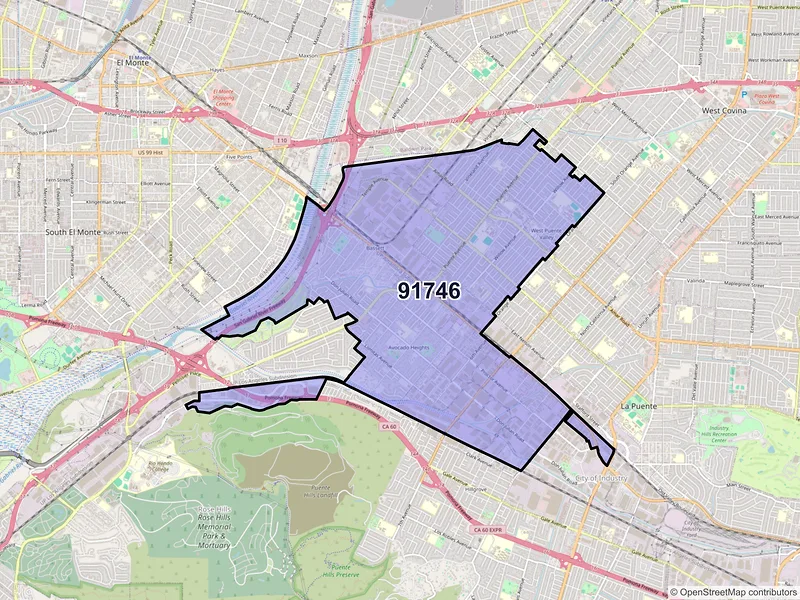 Map of ZIP Code 91746 — La Puente, CA
