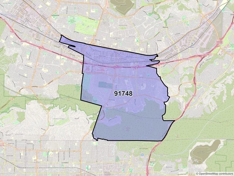 Map of ZIP Code 91748 — Rowland Heights, CA