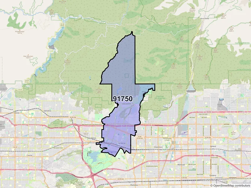 Map of ZIP Code 91750 — La Verne, CA