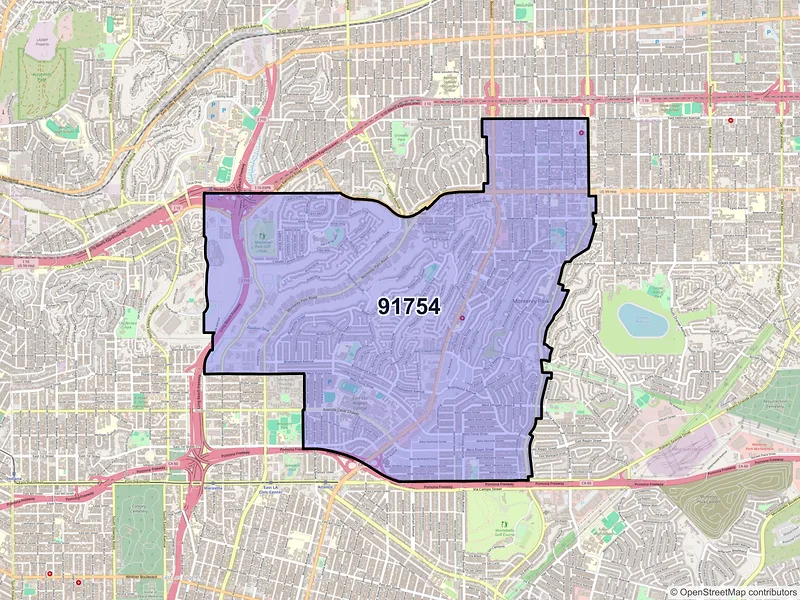 Map of ZIP Code 91754 — Monterey Park, CA