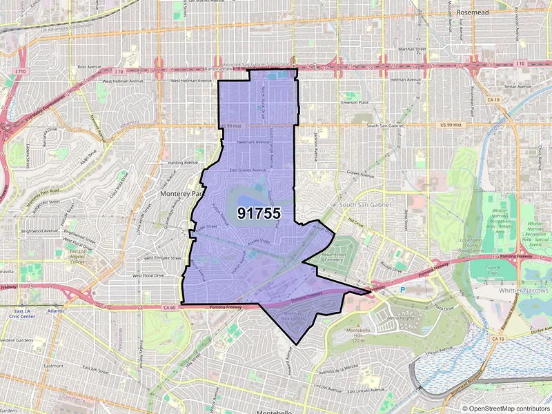 Map of ZIP Code 91755 — Monterey Park, CA