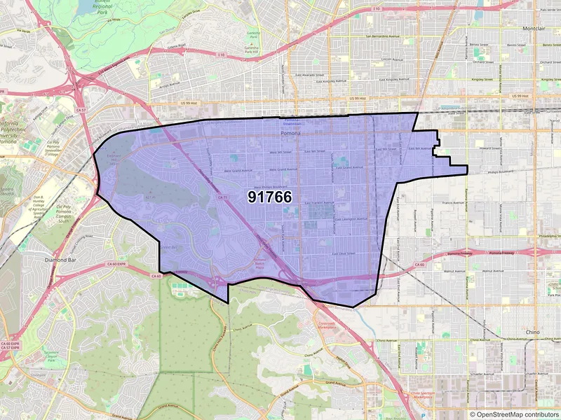 Map of ZIP Code 91766 — Pomona, CA