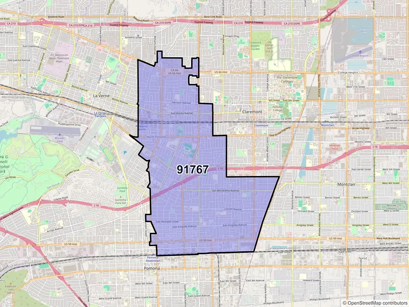 Map of ZIP Code 91767 — Pomona, CA