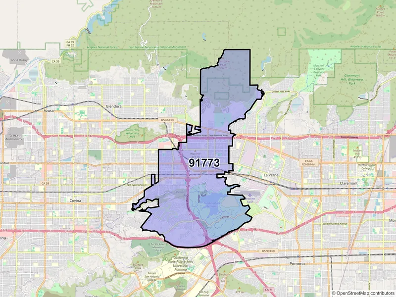 Map of ZIP Code 91773 — San Dimas, CA