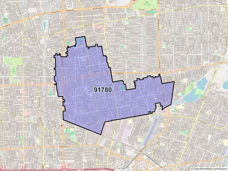 Map of ZIP Code 91780 — Temple City, CA