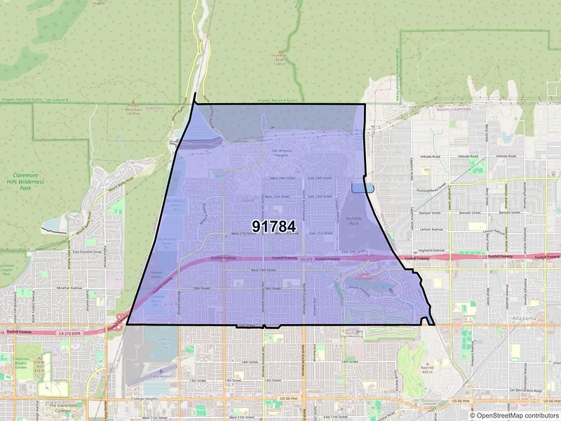 Map of ZIP Code 91784 — Upland, CA