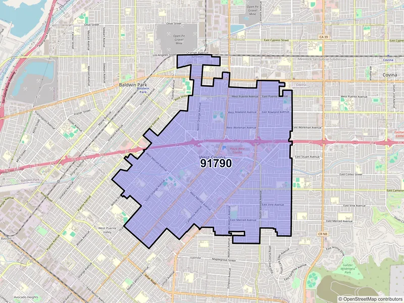 Map of ZIP Code 91790 — West Covina, CA