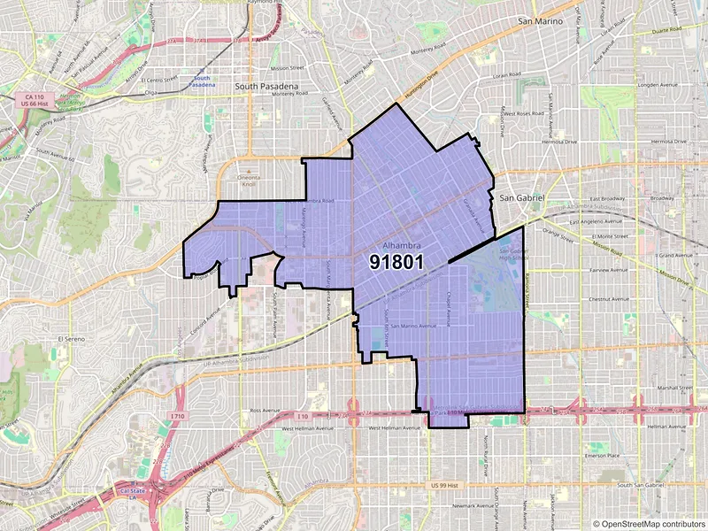 Map of ZIP Code 91801 — Alhambra, CA