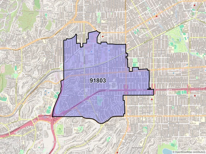 Map of ZIP Code 91803 — Alhambra, CA