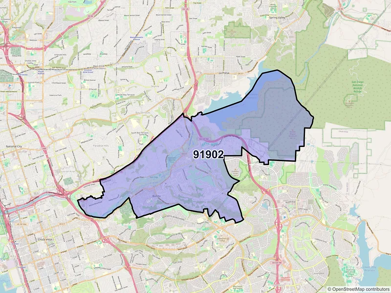 Map of ZIP Code 91902 — Bonita, CA
