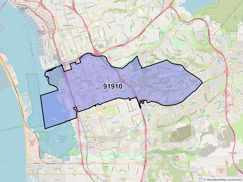 Map of ZIP Code 91910 — Chula Vista, CA