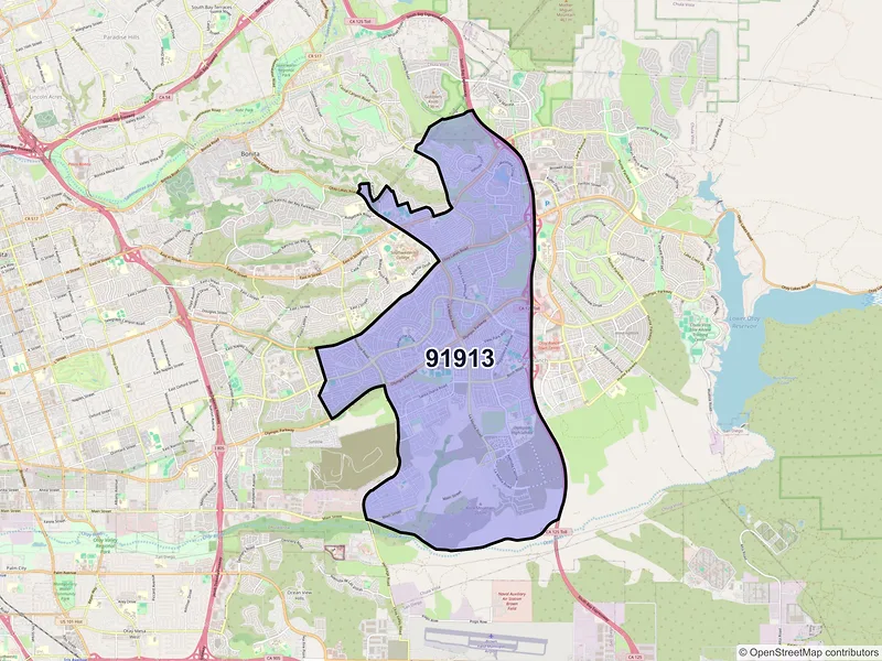 Map of ZIP Code 91913 — Chula Vista, CA