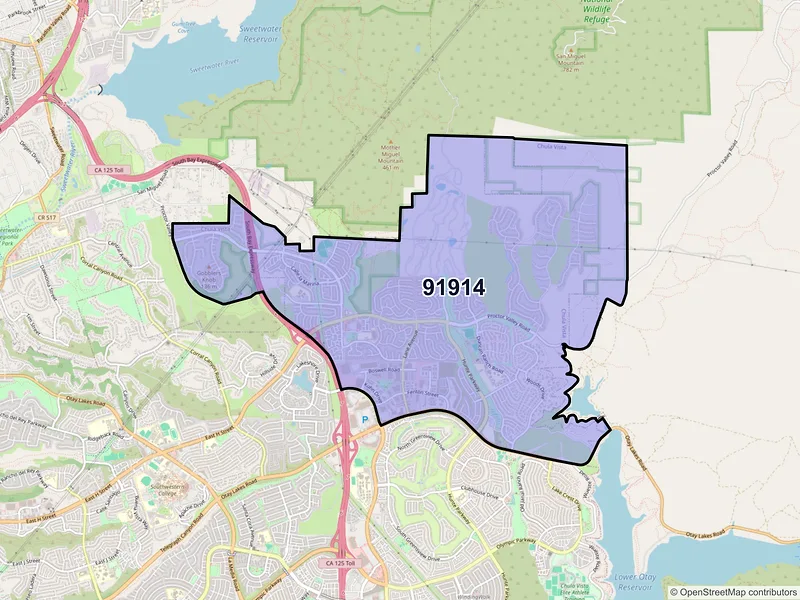 Map of ZIP Code 91914 — Chula Vista, CA