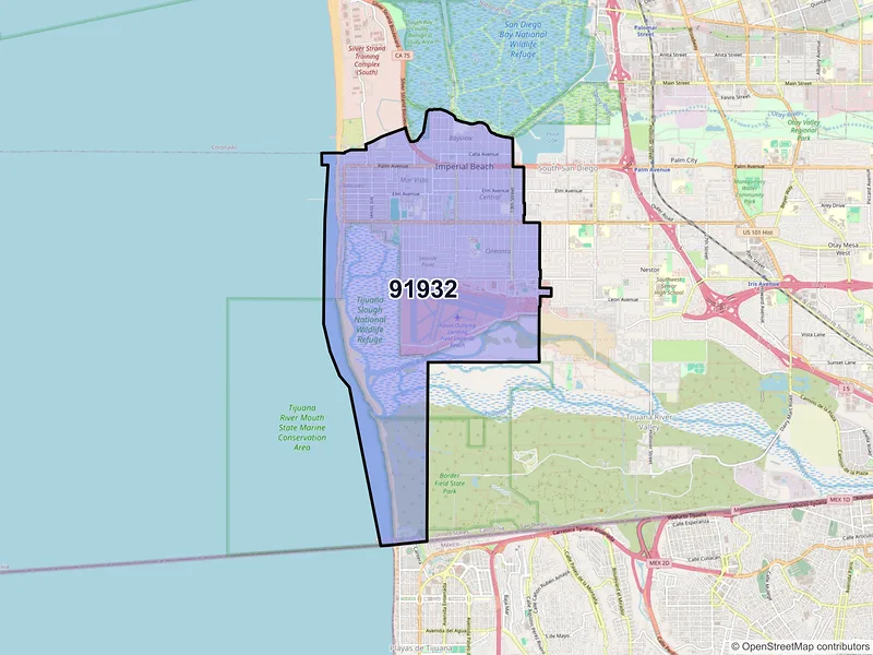 Map of ZIP Code 91932 — Imperial Beach, CA