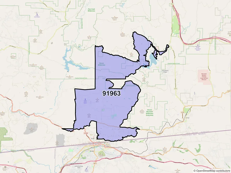 Map of ZIP Code 91963 — Potrero, CA