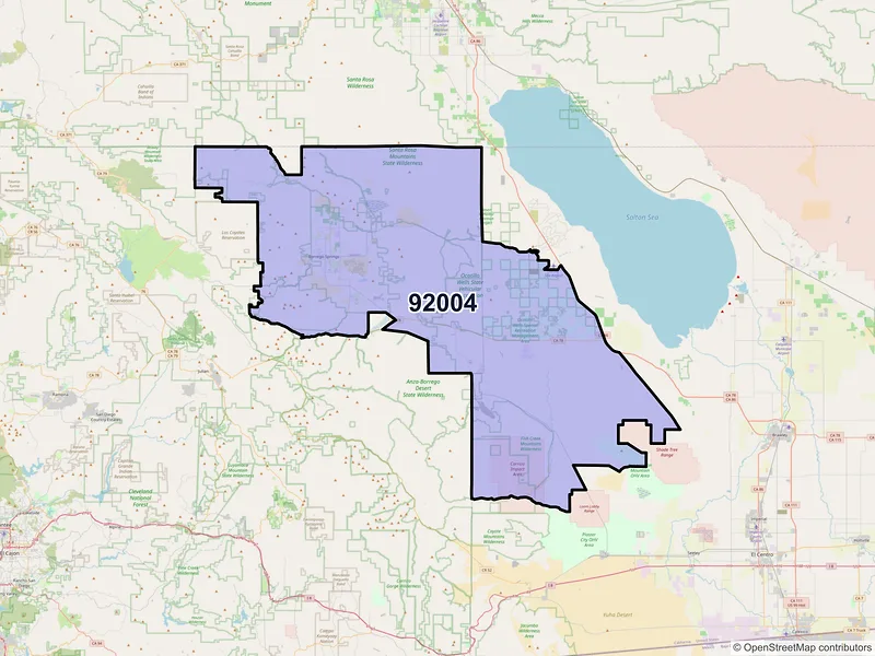 Map of ZIP Code 92004 — Borrego Springs, CA
