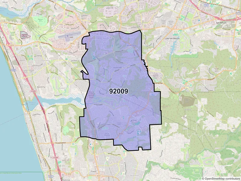 Map of ZIP Code 92009 — Carlsbad, CA