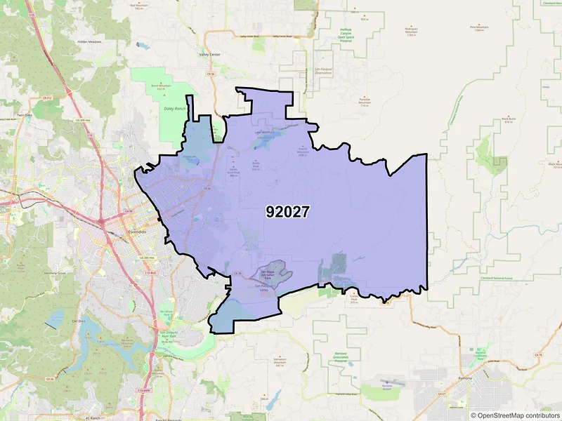 Map of ZIP Code 92027 — Escondido, CA