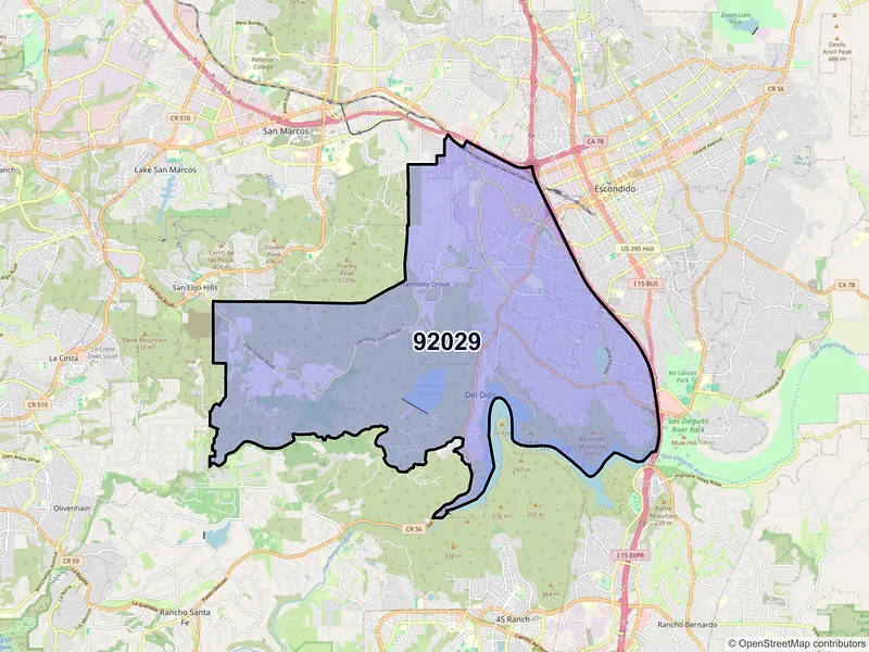 Map of ZIP Code 92029 — Escondido, CA