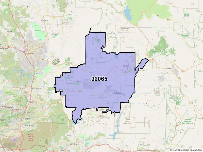 Map of ZIP Code 92065 — Ramona, CA