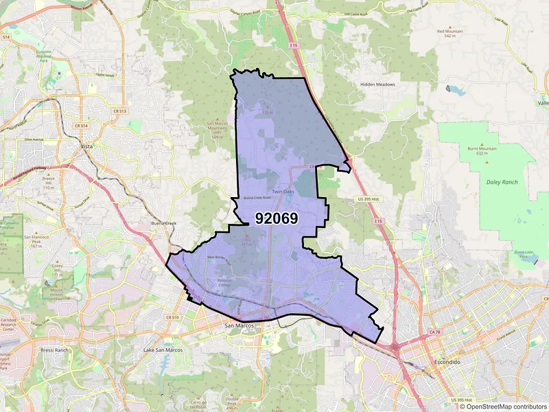 Map of ZIP Code 92069 — San Marcos, CA