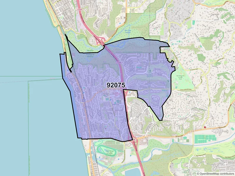 Map of ZIP Code 92075 — Solana Beach, CA