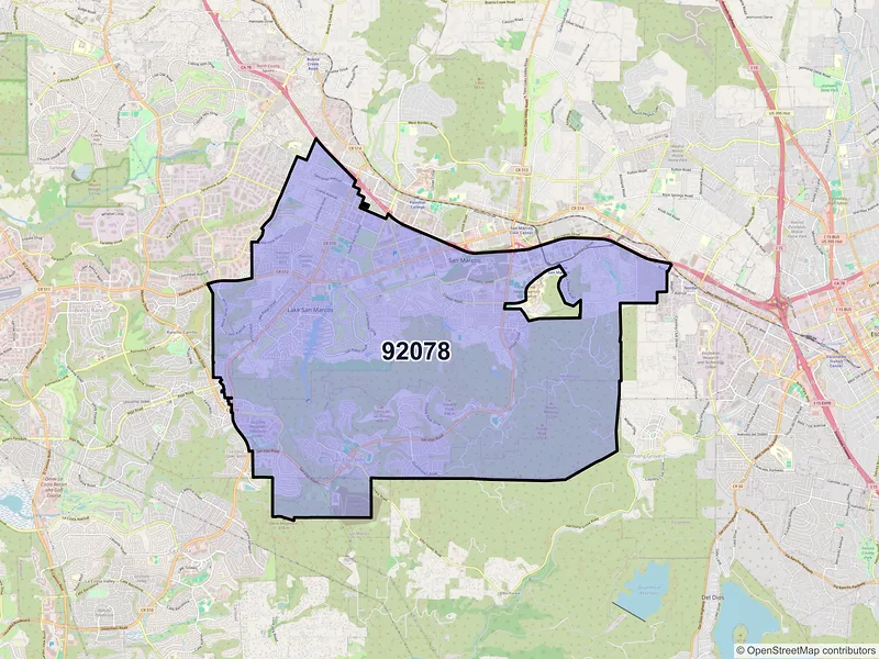 Map of ZIP Code 92078 — San Marcos, CA