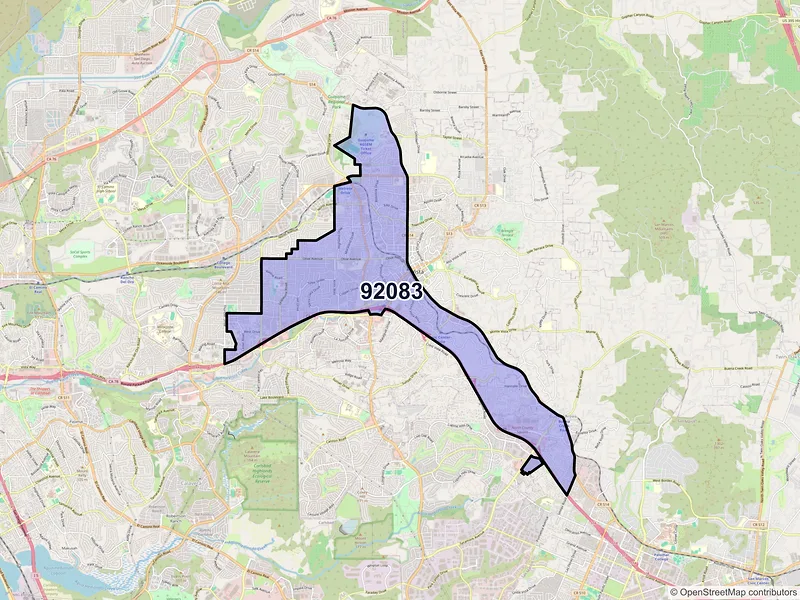 Map of ZIP Code 92083 — Vista, CA