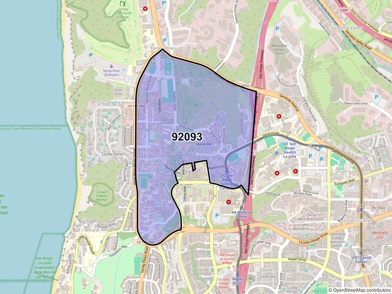 Map of ZIP Code 92093 — La Jolla, CA