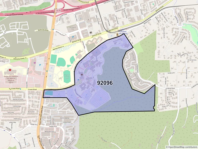 Map of ZIP Code 92096 — San Marcos, CA