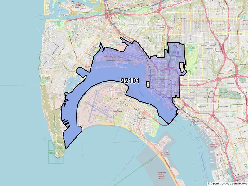Map of ZIP Code 92101 — San Diego, CA