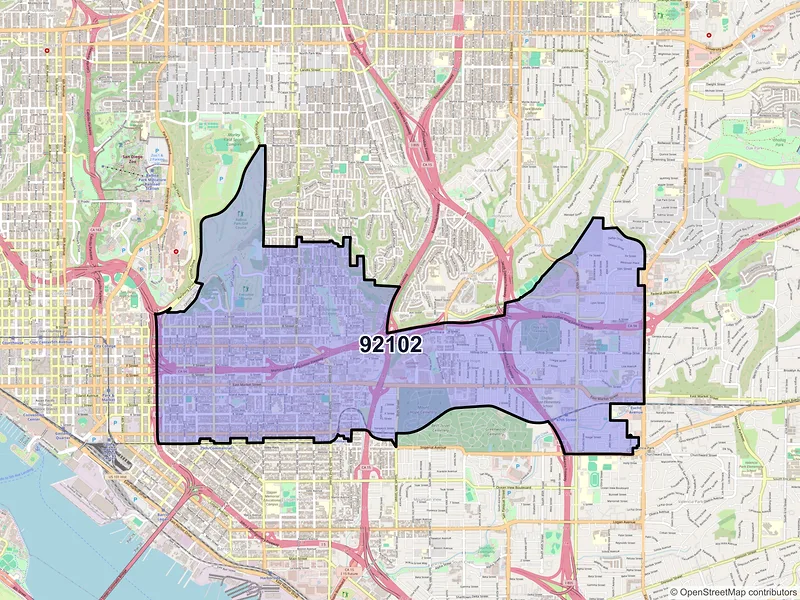 Map of ZIP Code 92102 — San Diego, CA