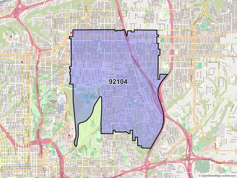 Map of ZIP Code 92104 — San Diego, CA