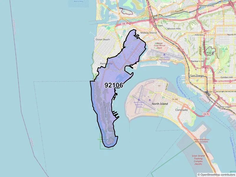 Map of ZIP Code 92106 — San Diego, CA